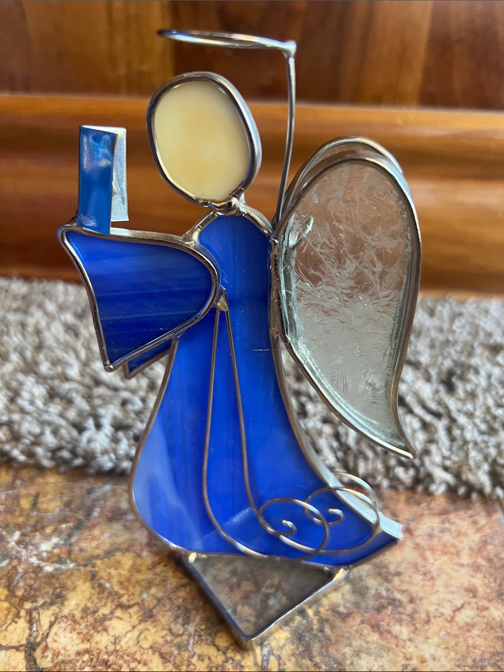 Stained Glass Angel Figurine - Blue